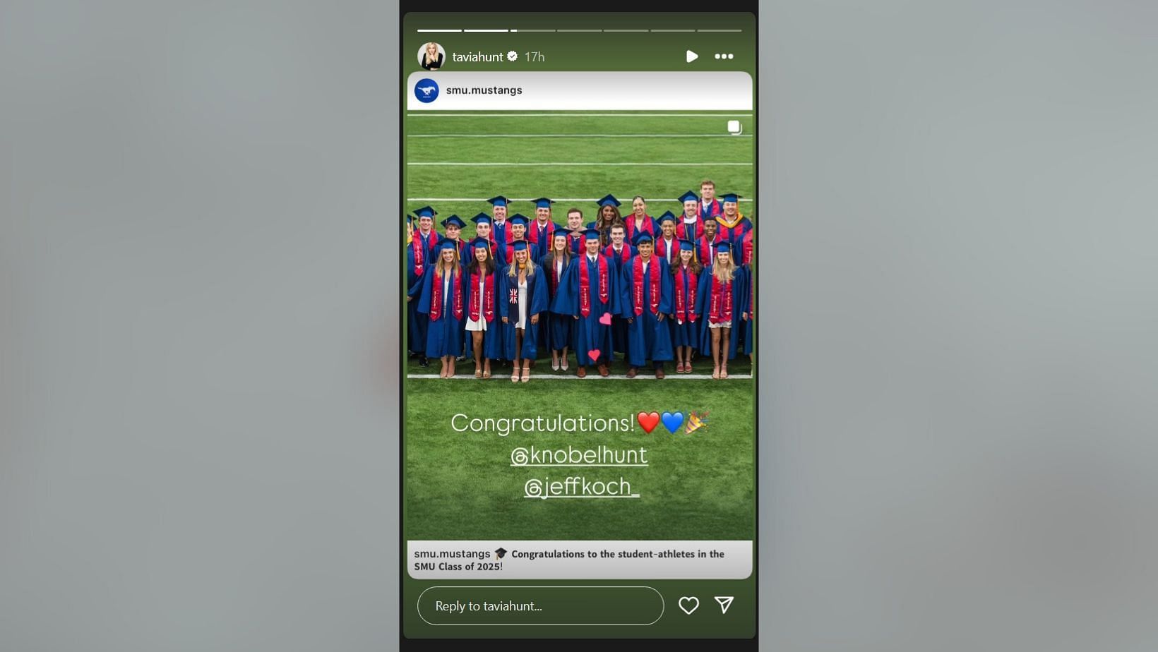 Clark Hunt's wife Tavia sends 1-word message to son Knobel following SMU graduation (Image Credit: Tavia/IG)